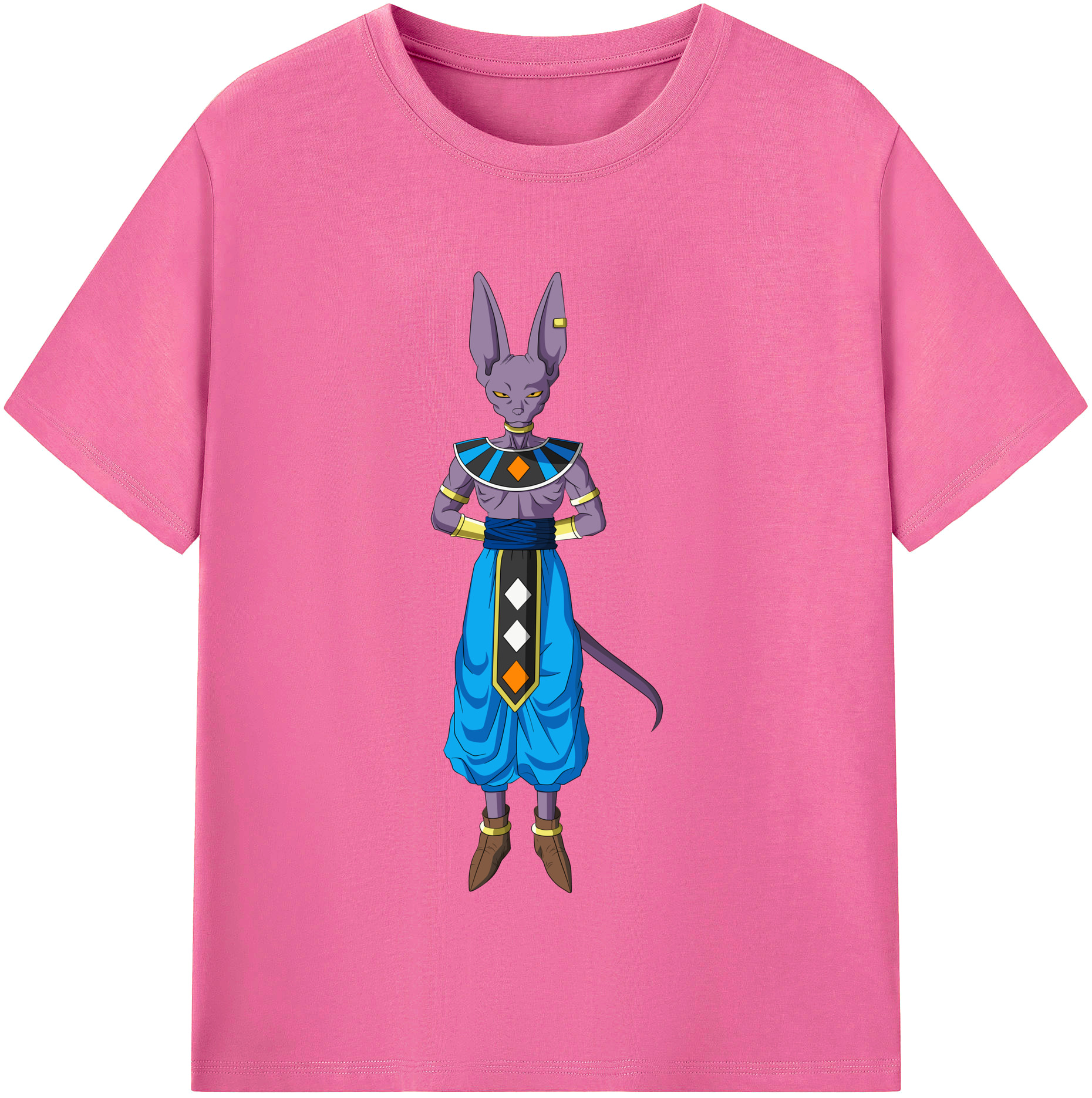 （画像用） ドラゴンボール ビルス 破壊神ビルス DRAGON BALL Beerus Birusu レディースカジュアルプリントTシャツ（綿100％）